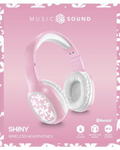 Bežične slušalice Cellularline - MS Basic Shiny Flowers, ružičaste - 3